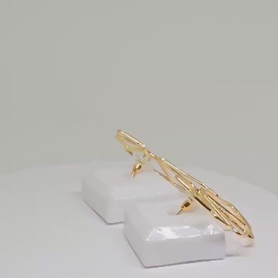 Minimalist Gold Plated Geometric Fan Shaped Earrings - Modern Statement Jewelry, Lightweight and Elegant for Everyday and Special Occasions