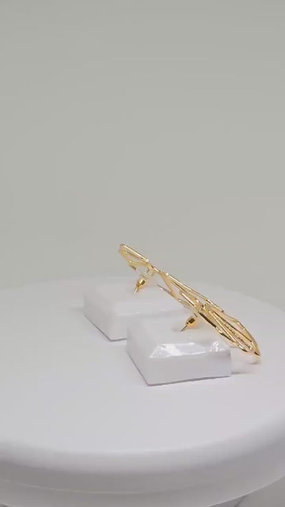 Minimalist Gold Plated Geometric Fan Shaped Earrings - Modern Statement Jewelry, Lightweight and Elegant for Everyday and Special Occasions