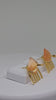 Geometric Stone Stud Earrings with Brass Fringe – Modern Handmade Jewelry in Green, Orange & Peach for Women, Golden Brass Earrings Gift