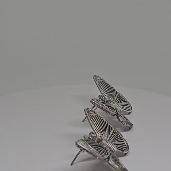 BUTTERFLY STUD EARRINGS - Handmade Silver Earrings, Artistic Earrings, Earrings for Womens, Modern Earrings, Butterfly Earrings Gift for Her