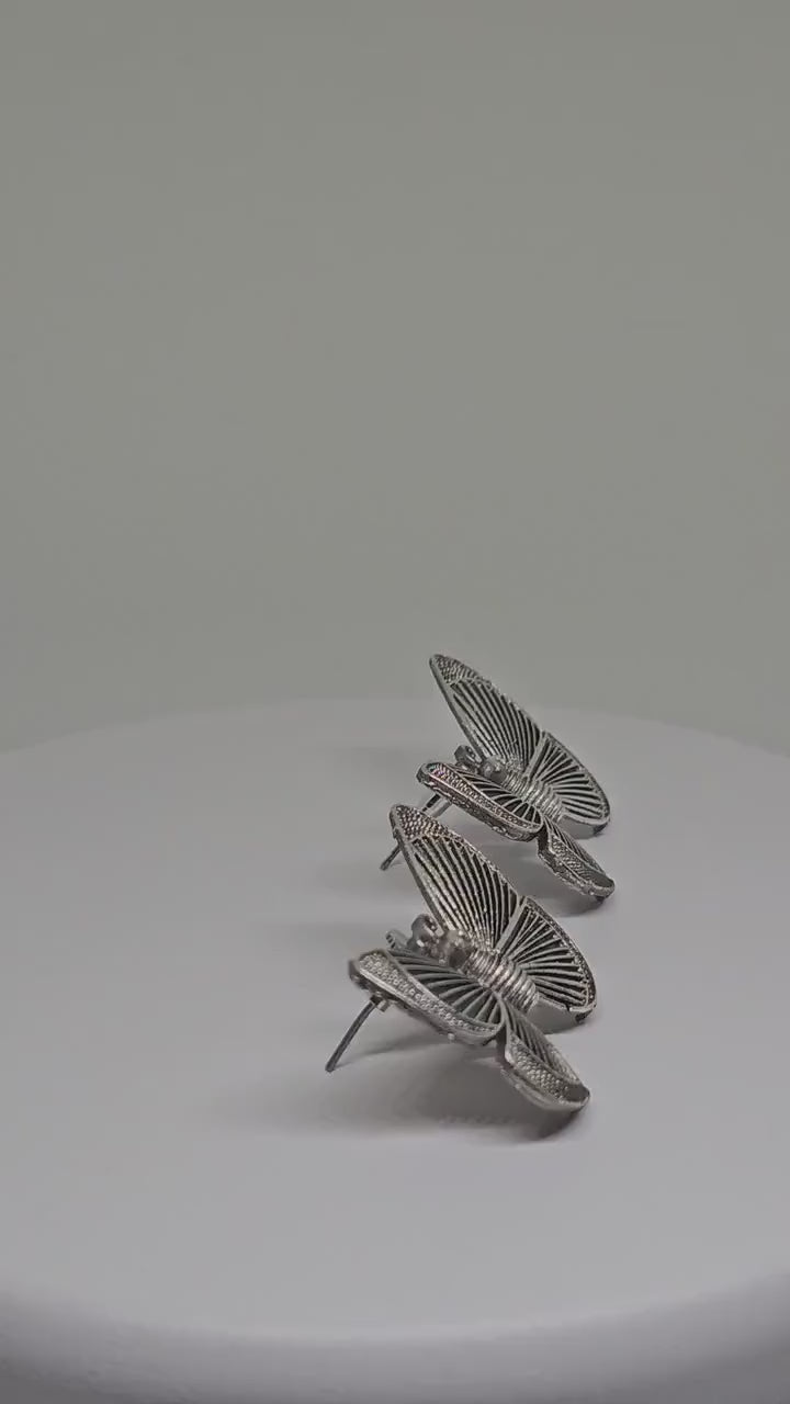 BUTTERFLY STUD EARRINGS - Handmade Silver Earrings, Artistic Earrings, Earrings for Womens, Modern Earrings, Butterfly Earrings Gift for Her