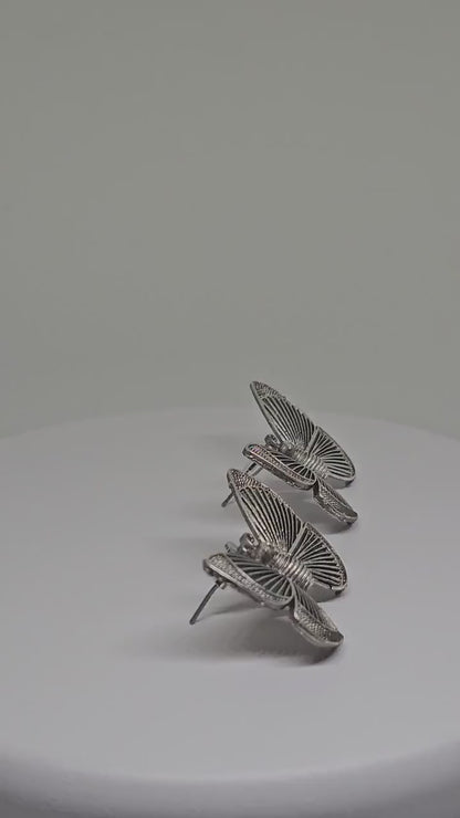 BUTTERFLY STUD EARRINGS - Handmade Silver Earrings, Artistic Earrings, Earrings for Womens, Modern Earrings, Butterfly Earrings Gift for Her