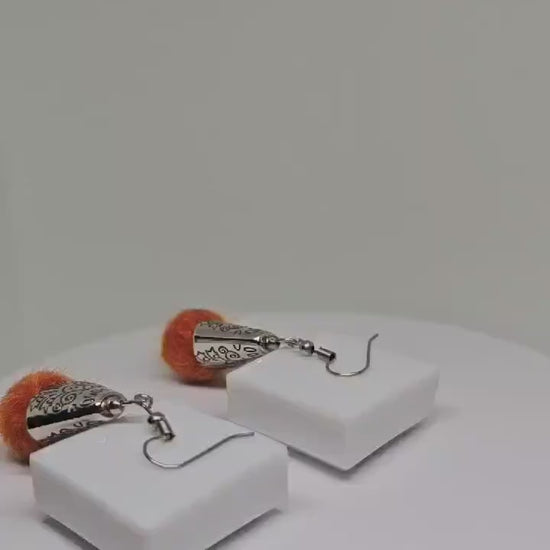 MINMALIST WOMENS EARRINGS - Fabric Buds Silver Earrings, Dangle Drop Earrings, Modern Earrings, Designer Earrings, Fashion Earrings for Gift