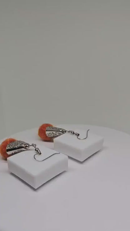 MINMALIST WOMENS EARRINGS - Fabric Buds Silver Earrings, Dangle Drop Earrings, Modern Earrings, Designer Earrings, Fashion Earrings for Gift