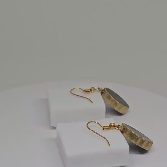 RESIN DROP EARRINGS - Blue Berry Earrings, Womens Drop Earrings, Handmade Brass Earrings, Statement Earrings for Gifts, Earrings for Womens