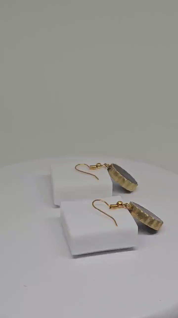 RESIN DROP EARRINGS - Blue Berry Earrings, Womens Drop Earrings, Handmade Brass Earrings, Statement Earrings for Gifts, Earrings for Womens