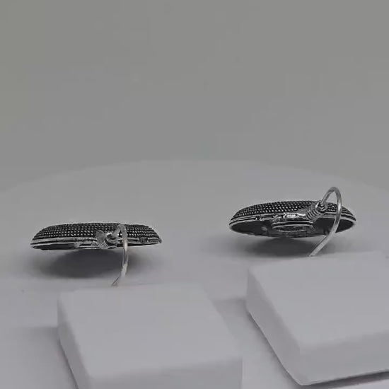 OXIDISED SILVER EARRINGS with Round Textured Design, Donut Shape - Unique Handcrafted Jewelry for Women, Indian modern Accessories for Girls