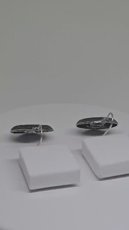 OXIDISED SILVER EARRINGS with Round Textured Design, Donut Shape - Unique Handcrafted Jewelry for Women, Indian modern Accessories for Girls