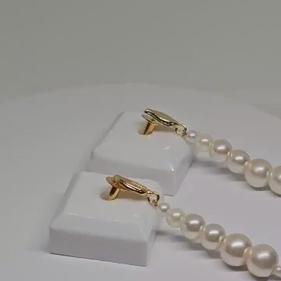 Pearl Drop Earrings with Gold Leaf Detail - Classic, Timeless Jewelry for Women, Lightweight and Elegant, Perfect Gift for Her, Handicrafted