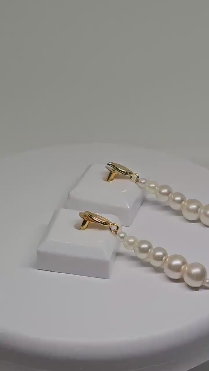 Pearl Drop Earrings with Gold Leaf Detail - Classic, Timeless Jewelry for Women, Lightweight and Elegant, Perfect Gift for Her, Handicrafted