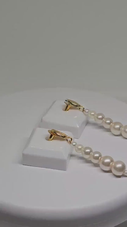 Pearl Drop Earrings with Gold Leaf Detail - Classic, Timeless Jewelry for Women, Lightweight and Elegant, Perfect Gift for Her, Handicrafted