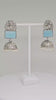Silver Jhumka Earrings with Blue or Black Stones, Traditional Indian Jewelry, Pearl Dangle Ethnic Earrings, Handcrafted Boho Accessories