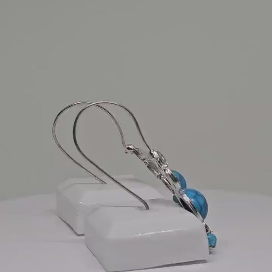 HANDMADE SILVER EARRINGS - Blue & Purple Statement Earrings, Earrings for Womens, Designer Earrings, Dangle Drop Earrings, Wedding Earrings
