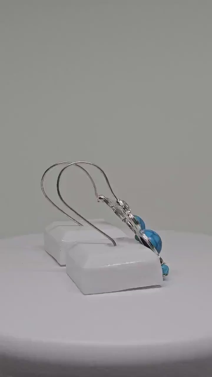 HANDMADE SILVER EARRINGS - Blue & Purple Statement Earrings, Earrings for Womens, Designer Earrings, Dangle Drop Earrings, Wedding Earrings