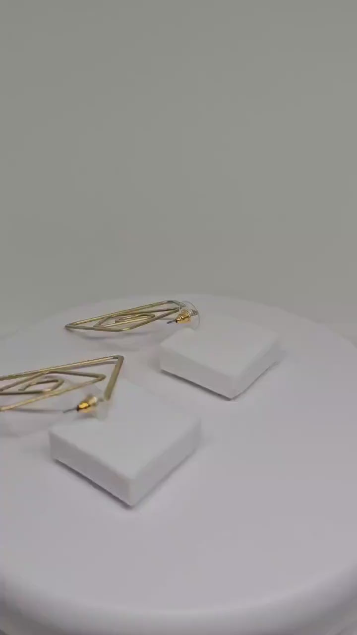BRASS GEOMETRIC EARRINGS - Handmade Brass Earrings, Minimalist Earrings, Lightweight Earrings, Charm Earrings, Aesthetic Earrings for Gifts