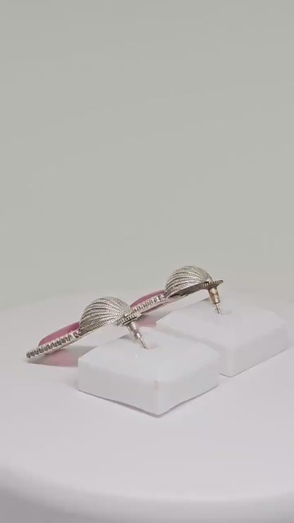 Silver Dangling Earrings with Pink Monalisa Stone, Boho Vintage Inspired Handcrafted Jewelry for Women, Artistic Ethnic Fashion Statement